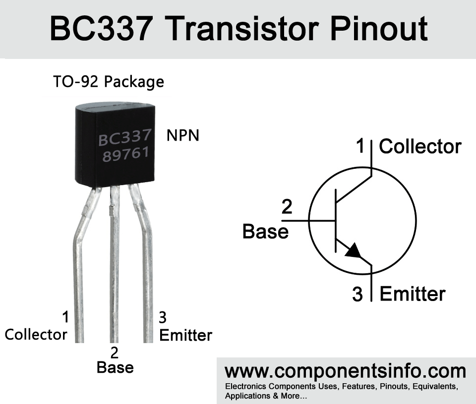 BC337 Transistor Pinout, Equivalent, Uses, Features & Applications