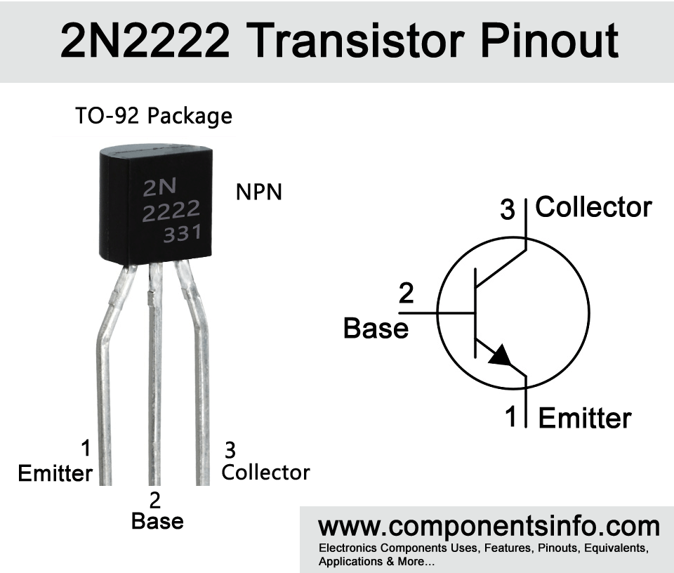 2N2222 Transistor Pinout, Equivalent, Features, Uses & Applications