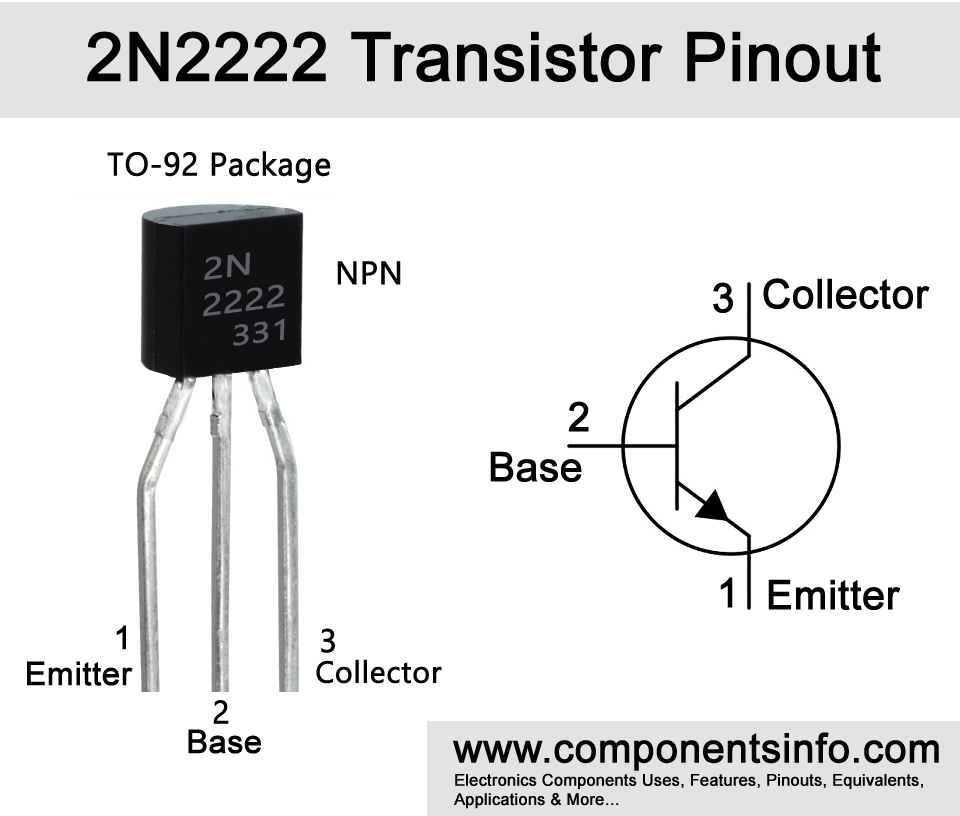 ligeramente abeja lila 2N2222 Transistor Pinout, Equivalent, Features, Uses & Applications -  Components Info