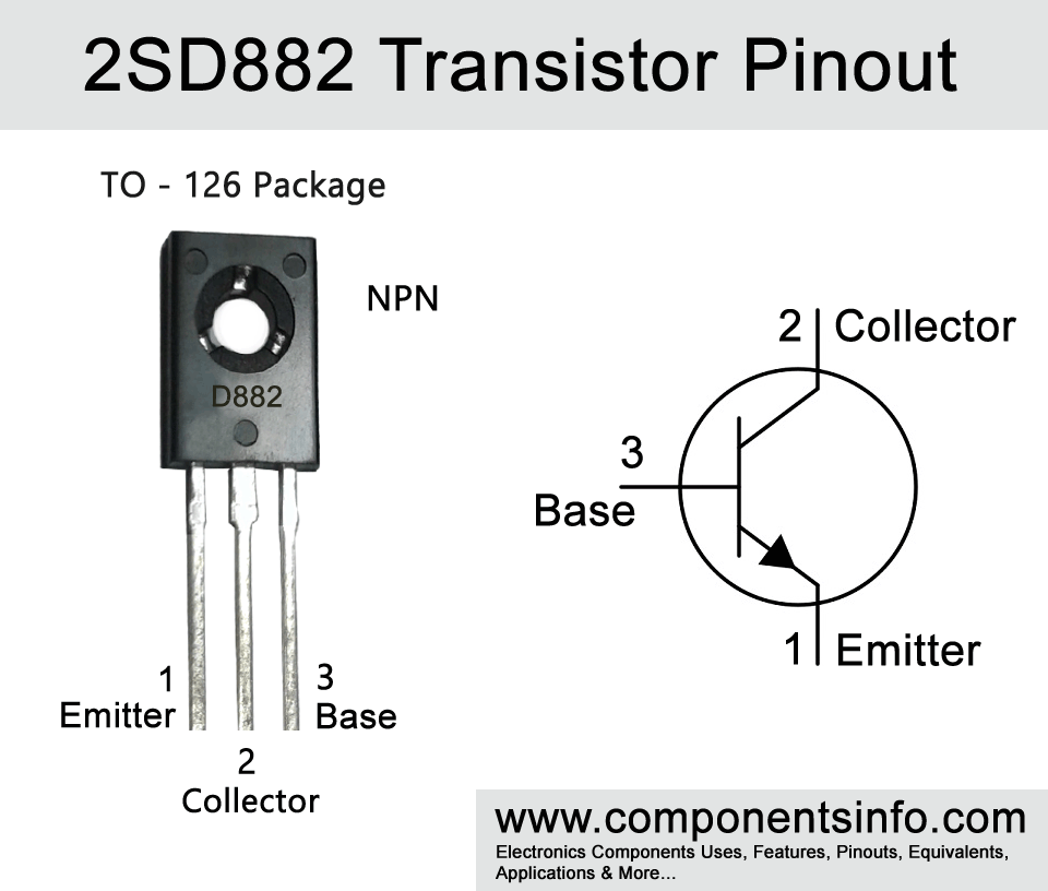 D882 Transistor Pinout, Equivalent, Uses, Features