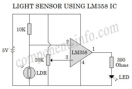 light sensor circuit using LM358