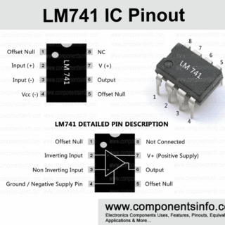 LM741 IC Pinout, Features, Applications, Equivalents & More