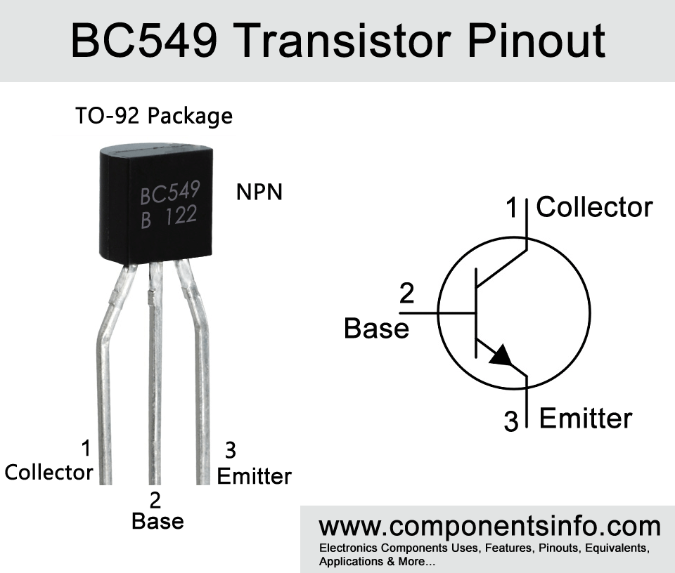 BC549 Transistor Pinout, Uses, Equivalent & Other Detailed Information