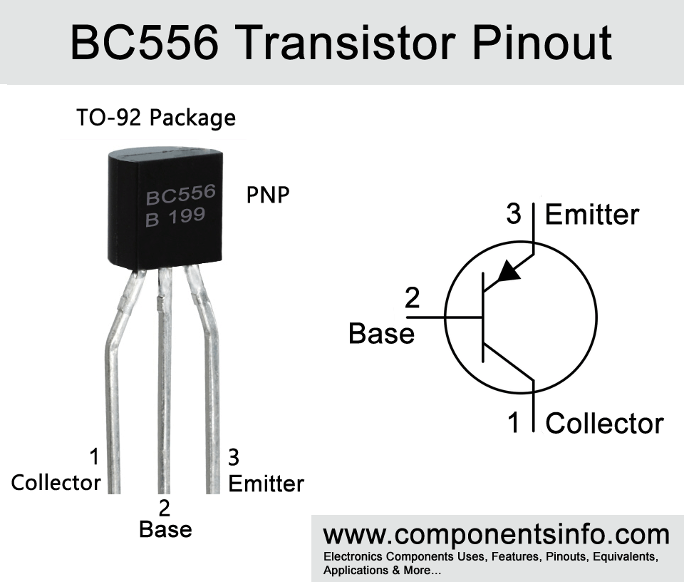 BC556 Transistor Pinout, Equivalent, Specifications, Uses & More