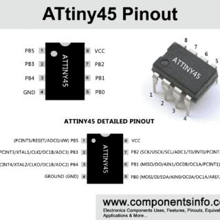 ATtiny45 Microcontroller Pinout, Specifications, Datasheet, Features