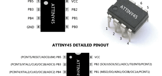 ATtiny45 Microcontroller Pinout, Specifications, Datasheet, Features