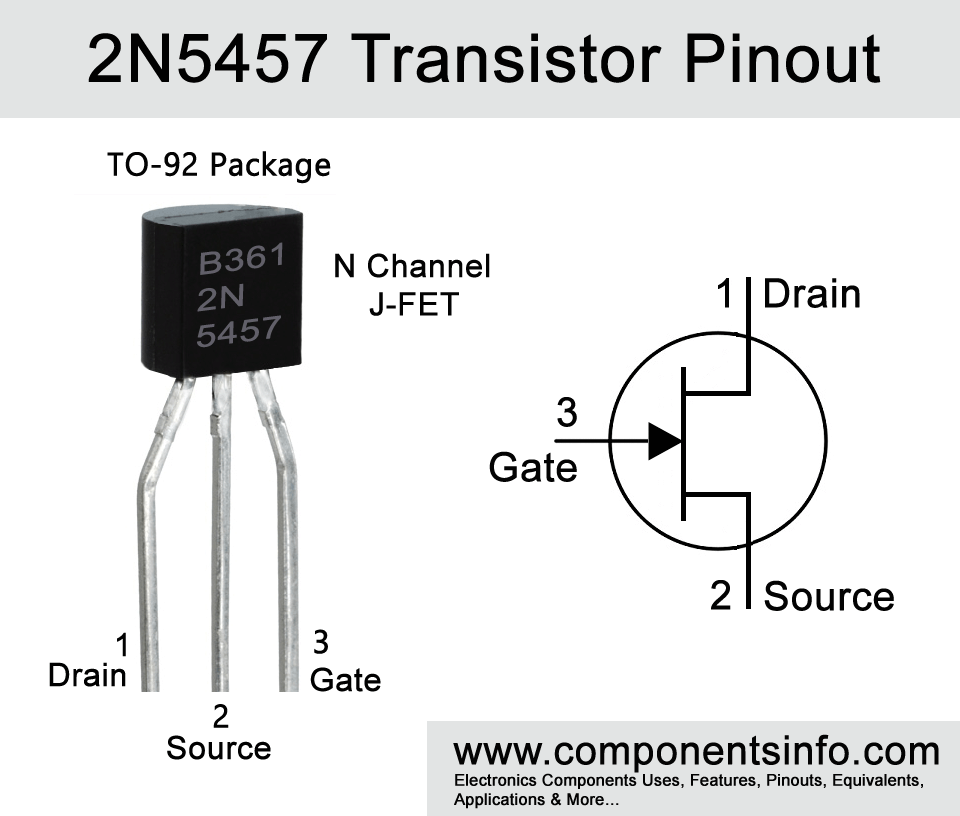 2N5457 Transistor Pinout, Equivalent, Uses, Features, Applications