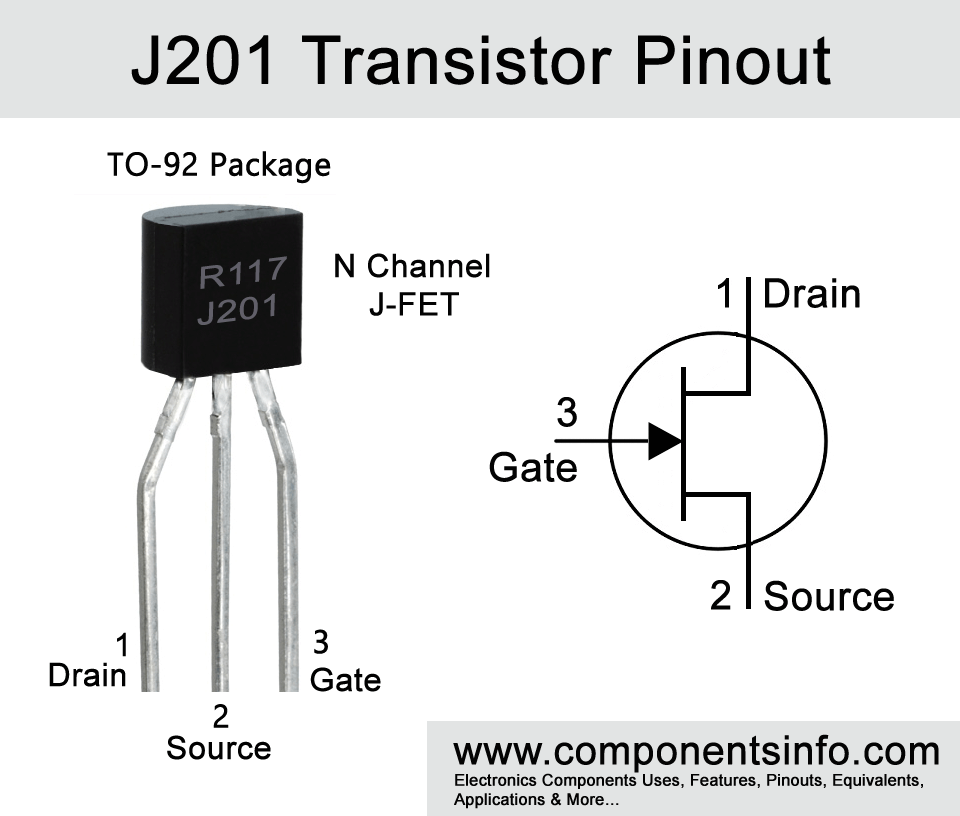 J201 Transistor Pinout, Equivalent, Uses, Features & Other Details