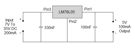 LM78L05 5V Power Supply Circuit