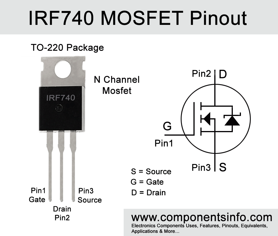 IRF740 Pinout, Equivalent, Uses, Features