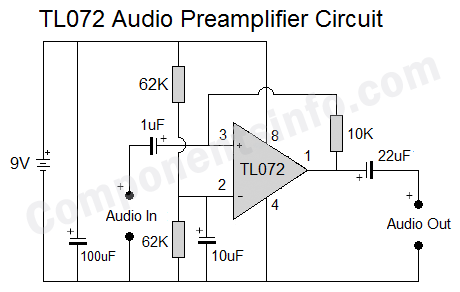 TL072 Audio Preamplifier Circuit