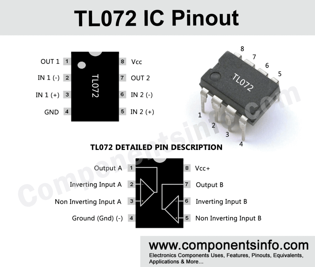TL072 Pinout, Features, Applications
