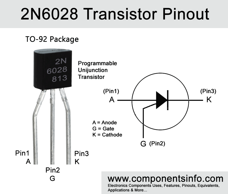 Lot de 10 2N6028 Transistor unijonction 40V 150mA TO-92 