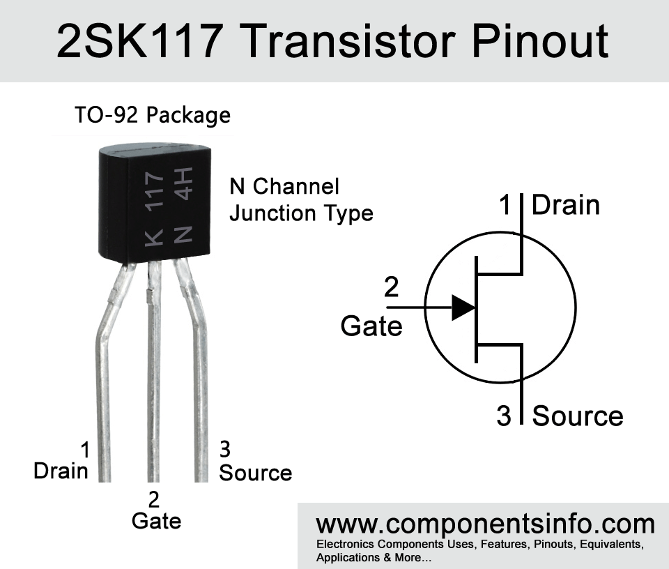 2SK117 Transistor Pinout, Equivalents, Features, Specs, Applications