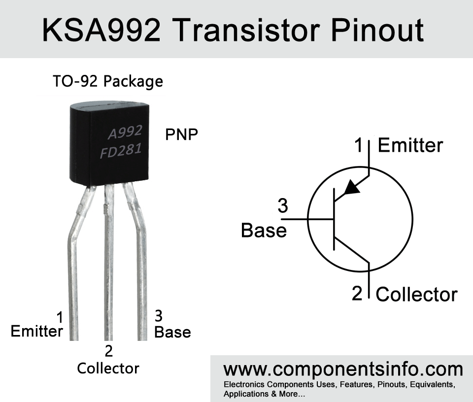 KSA992 Transistor Pinout, Equivalents, Explanation, Uses, Specs