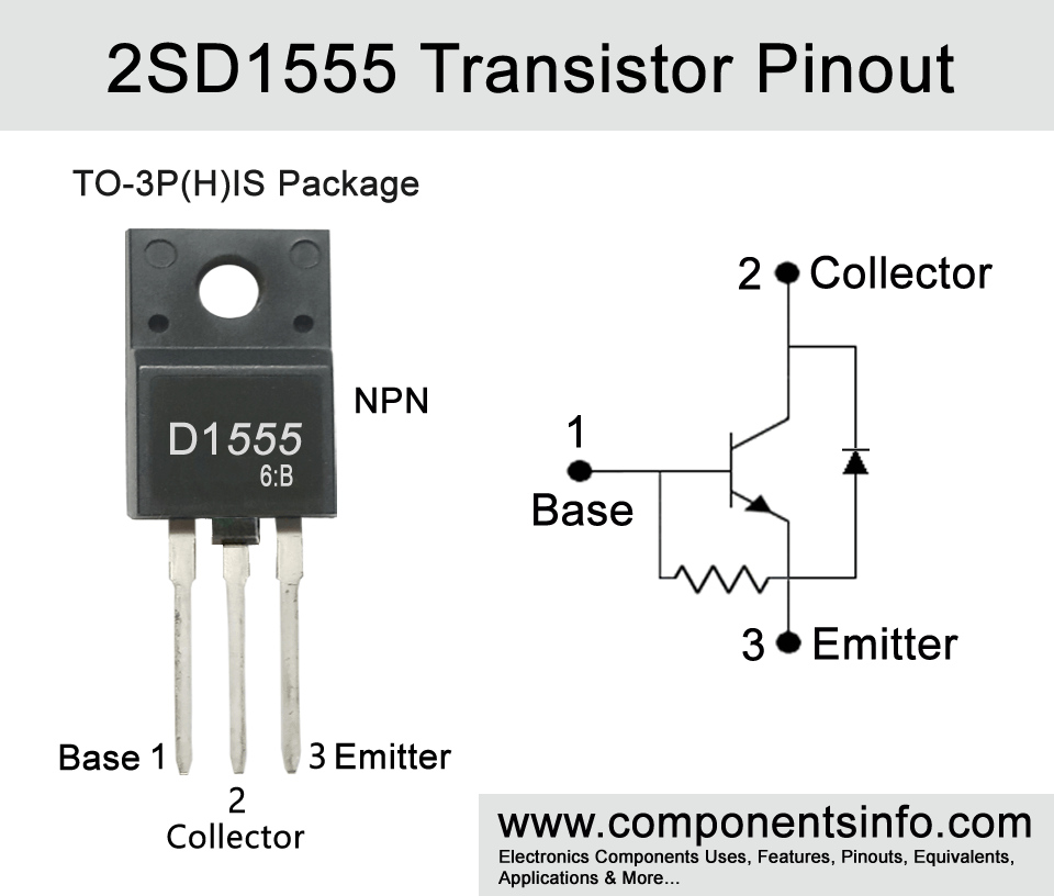 D1555 Transistor Pinout, Equivalent, Applications, Features and Other Useful Info