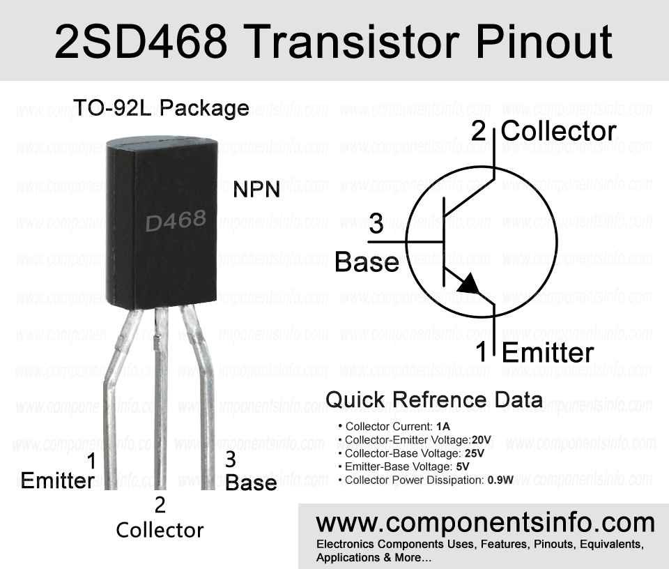 D468 Transistor Pinout, Features, Equivalents, Specification, Applications & Other Details